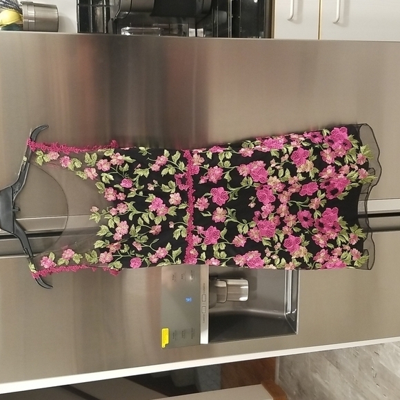 💕MARCHESA NOTTE💕 Sleeveless Embroidered Cocktail Dress ~ Black Floral Print 8 - Picture 11 of 16